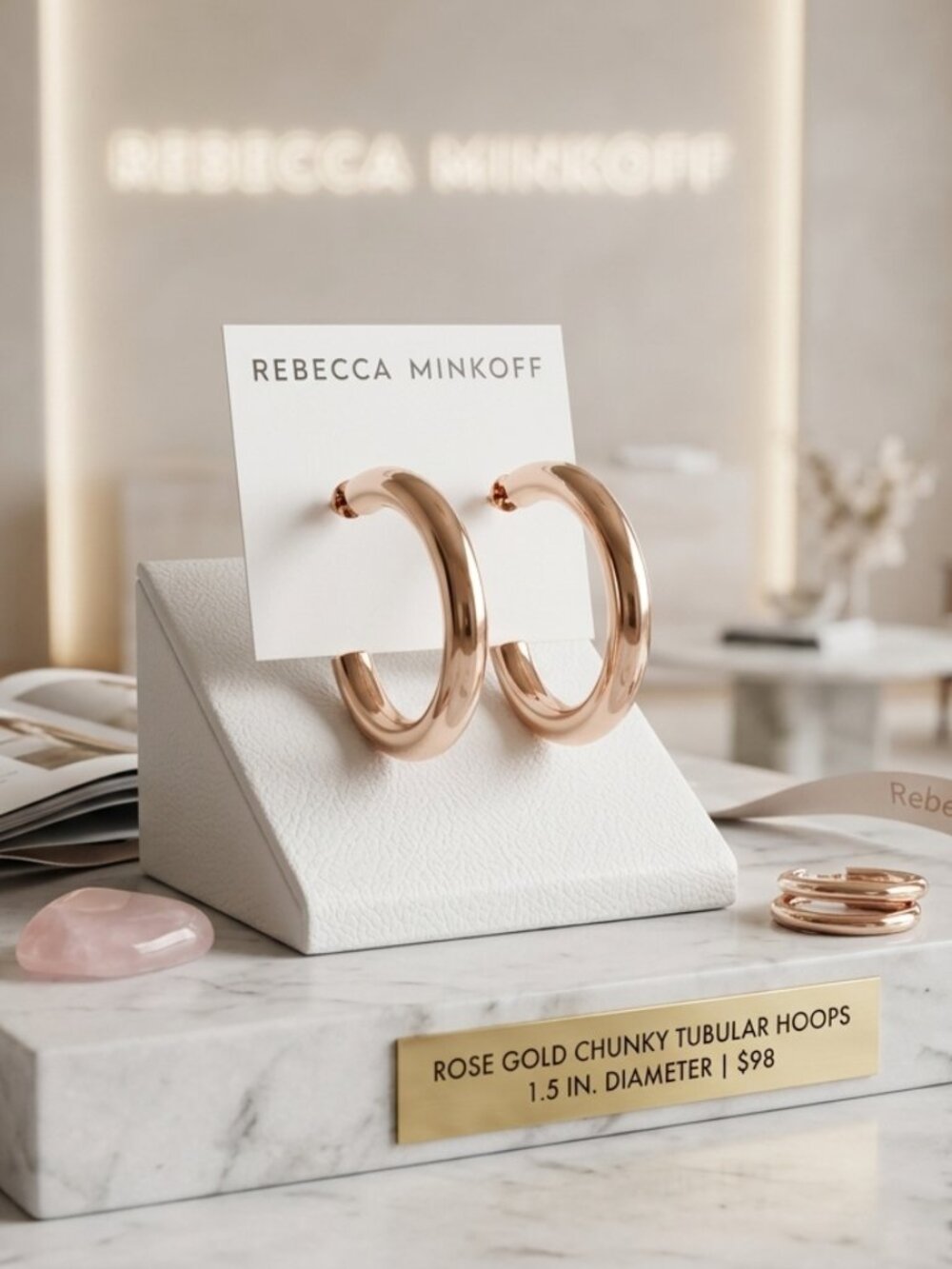 Rebecca minkoff rose gold chunky tubular hoop ear